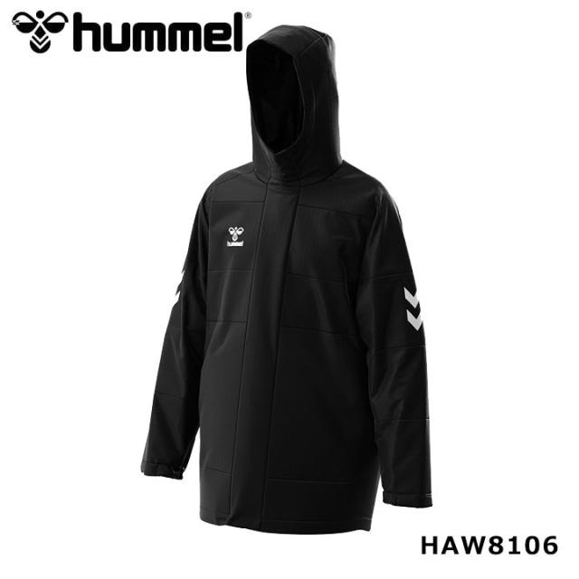 ヒュンメル HAW8106 中綿ハーフコート (90) ブラック ベンチコート フードあり メンズ レディース キッズ ジュニア 化繊 インサレーション 防寒 保温 チーム 部活 サッカー フットサル バスケ 通勤 通学 スポーツ観戦 HUMMELの通販は 6,990円