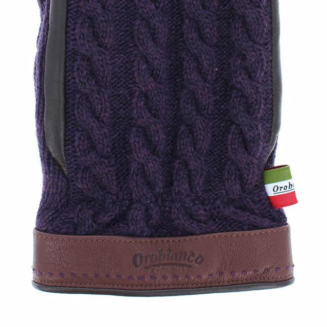 オロビアンコ メンズ ケーブル編みニット レザーロゴ入りカフス スマホ