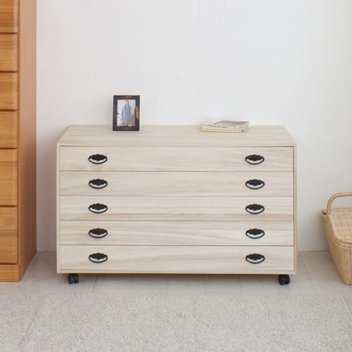 桐キャスター付き チェスト・タンス5段 幅99.5cm HI-0069の通販は