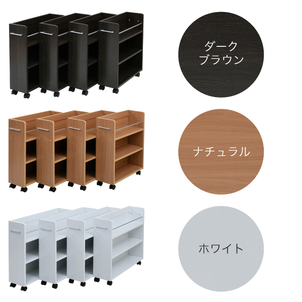 本棚 クローゼット 4個組 収納ラック 隙間 幅19.5cm キャスター付 隙間ラック コミックラック スライドラック SGT-0128-JK_3