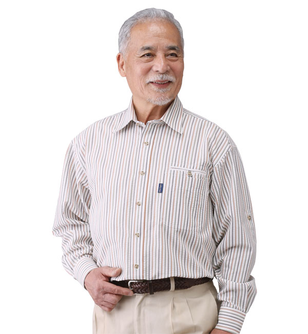 大和つむぎ長袖レギュラーシャツ「流水植物」 衣櫻 SA-1365 和柄 和風