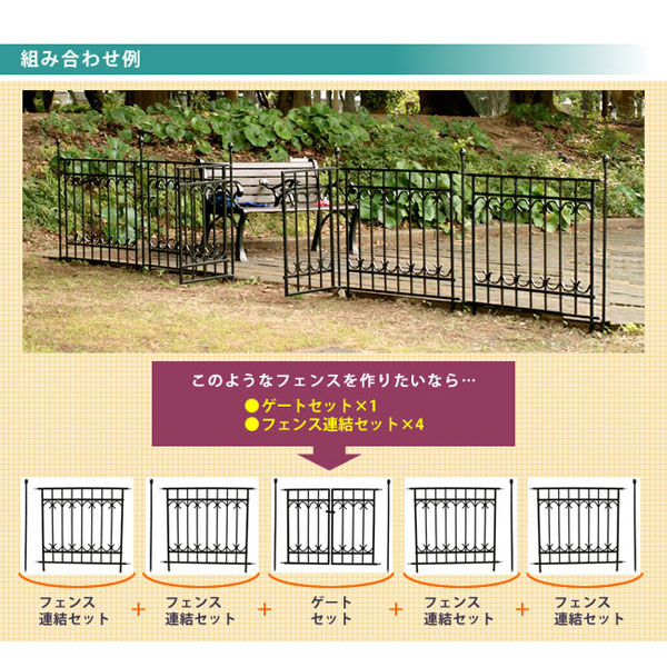 フェンス アイアン パークアベニュー 約幅90cm フェンス基本セット フェンス×1 支柱×2 埋込式 IPN-7021F-SET_4