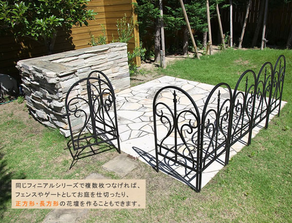 アイアンフェンス フィニアル 3枚組 ジョイント式 連結式 幅48.5×高さ91cm 地中埋込タイプ IPN-7029F-3P_2