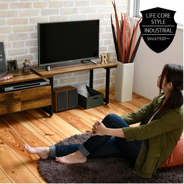 ローボード 伸縮式テレビ台 幅90〜136cm 引出し付収納 ヴィンテージデザイン インダストリアル KKS-0016-JK_5