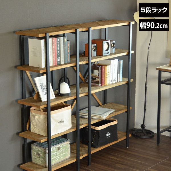 KALEIDO 5段ラック 幅90.2cm 古材風パイン材 カレイド KAOR-90-D5-BBの通販は 23,870円