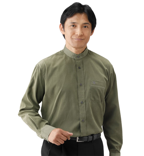 SALOON EXPRESS サルーンエクスプレス スエード調スタンド襟シャツ 同サイズ2色組 秋冬春 40代 50代 60代 GV-047-SAI_4