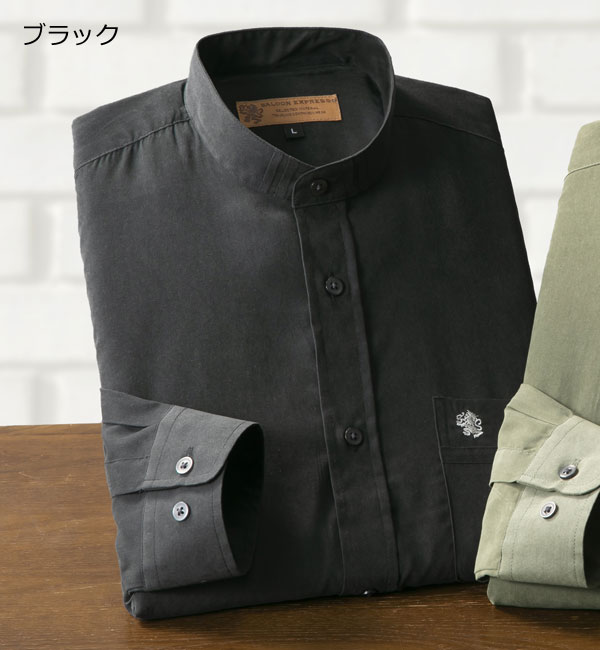 SALOON EXPRESS サルーンエクスプレス スエード調スタンド襟シャツ 同サイズ2色組 秋冬春 40代 50代 60代 GV-047-SAI_5