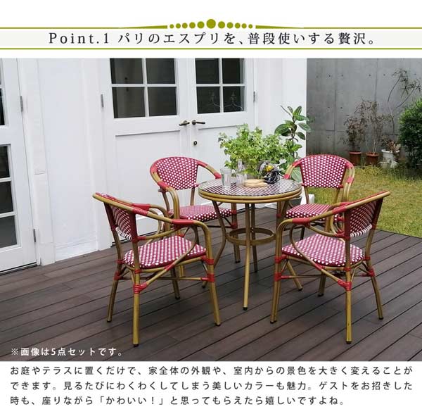 プレジール ラウンドテーブル3点セット カフェ風テーブルセット チェック柄 PLS-R70-3PSET_3