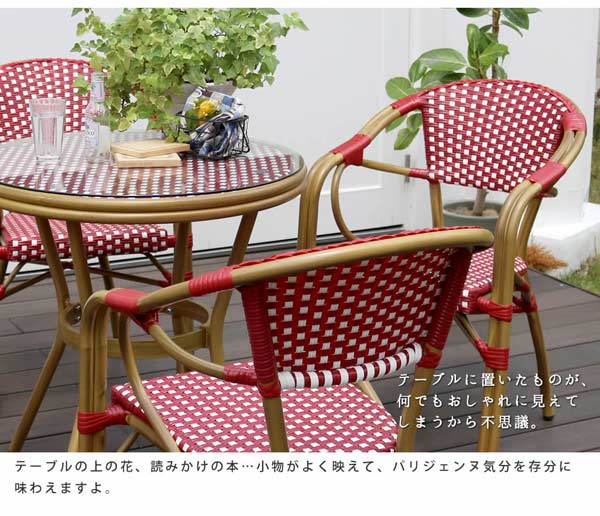 プレジール ラウンドテーブル3点セット カフェ風テーブルセット チェック柄 PLS-R70-3PSET_4