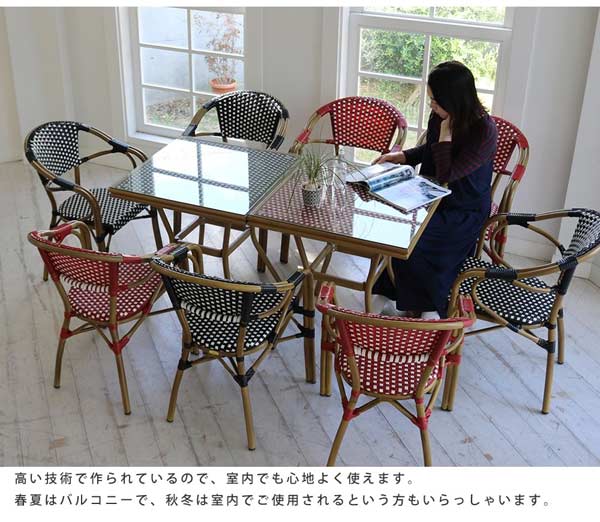 プレジール ラウンドテーブル3点セット カフェ風テーブルセット チェック柄 PLS-R70-3PSET_5