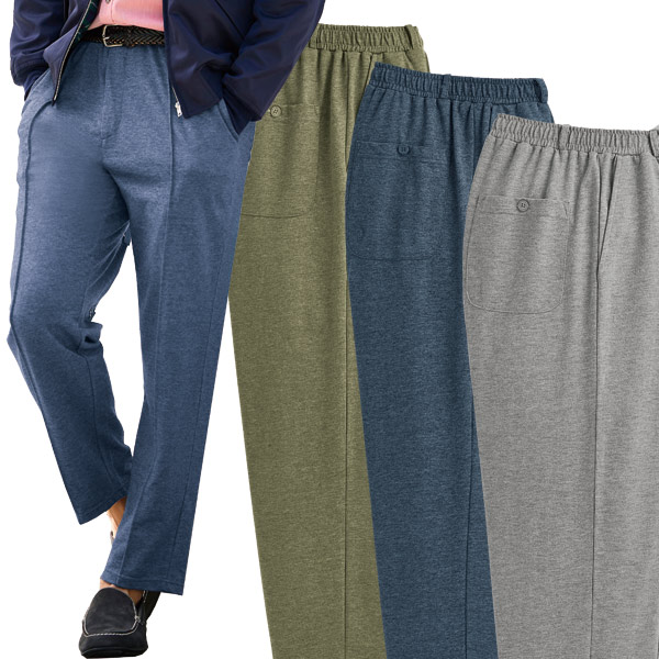 ワンマイルパンツ ジャージパンツ 同サイズ3色組 選べる股下 部屋着 外出用ズボン メンズ 秋冬春 40代 50代 60代 958009