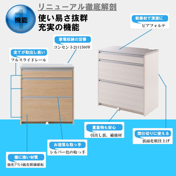 キッチンカウンター 幅80.5cm MOCA モカ 日本製 完成品 隠す収納 IR-0010/IR-0016-NS