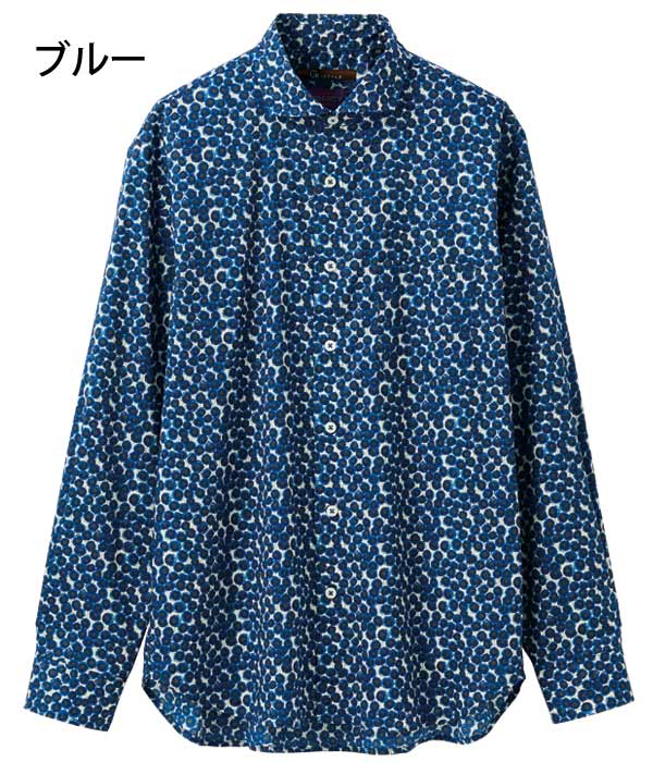 日本製リバティプリントシャツ 肌に優しい綿100％ タナローン メンズ 春夏秋 40代 50代 60代 958021_3