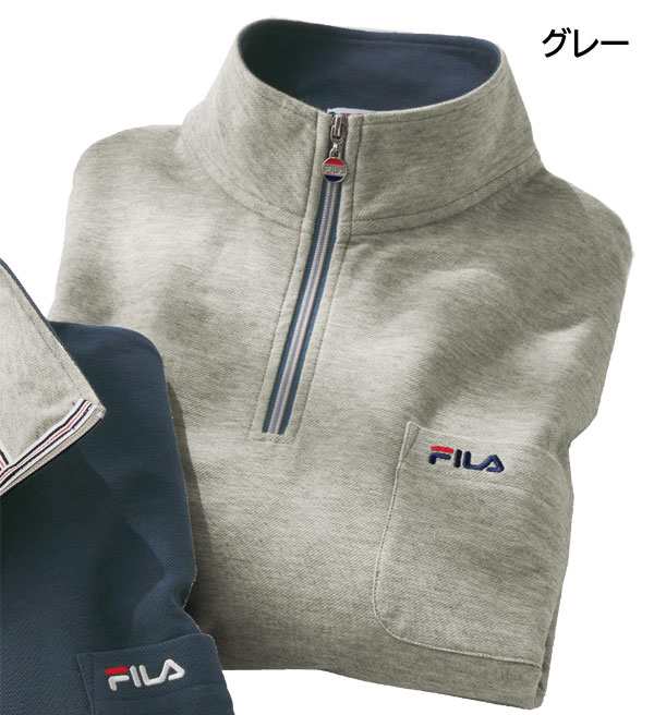 FILA フィラ ハーフジップトレーナー 吸水速乾 5分袖 両脇ポケット