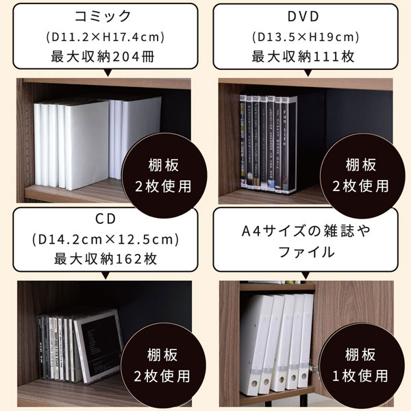 キャビネット 扉付き 幅60cm 脚付き 収納ラック ハイタイプ Ravinto リビング収納 FBC-0002-BRBK-JK_9