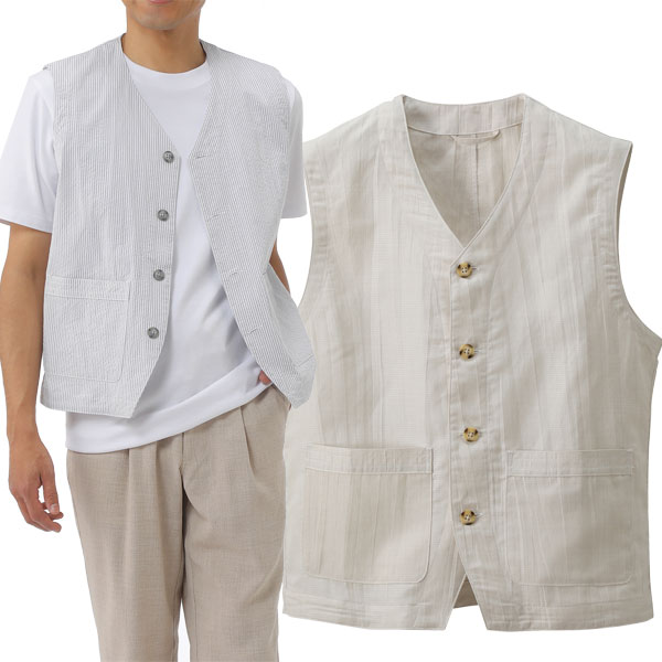UNITED 富江工房 匠 フロントボタンベスト 快適素材 カジュアルスタイル 春夏秋 40代 50代 60代 3U5-15065-HA