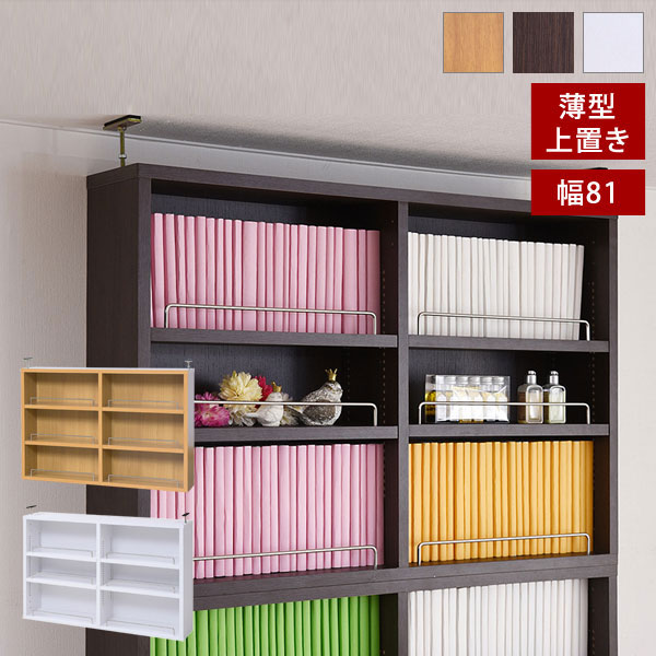 本棚 薄型オープン書棚上置き 幅81cm 奥行16.5cm MEMORIA 棚板が1cmピッチで可動する自在な棚割り FRM-0104-JK