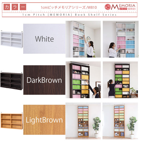 本棚 薄型オープン書棚上置き 幅81cm 奥行16.5cm MEMORIA 棚板が1cmピッチで可動する自在な棚割り FRM-0104-JK_7
