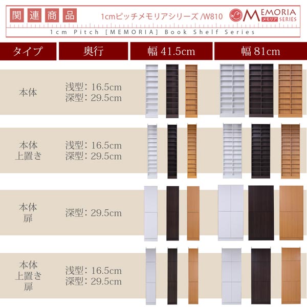 本棚 深型オープン書棚上置き 突っ張り 幅81cm 1cmピッチ MEMORIA メモリア 奥行ワイドシェルフ 多収納 FRM-0110-JK_8
