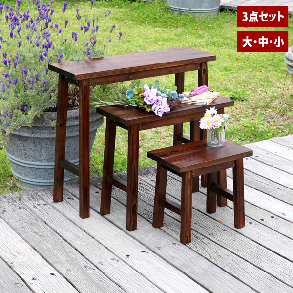 焼杉の花台です。 花台 焼杉スツール風スタンド 中 （ プランター台 フラワー