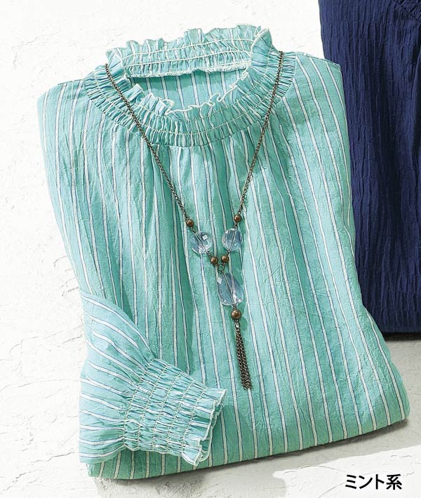 爽やかミセスの夏素材ブラウス 同サイズ3色組 接触冷感 軽やかな