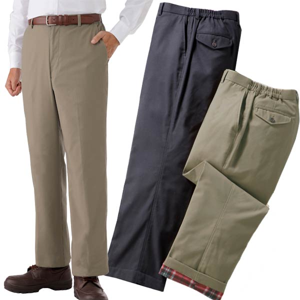 PAUL MILLER 裏フリースチノパンツ 同サイズ2本組 選べる股下 メンズ 秋冬春 40代 50代 60代 370-6456K-HA