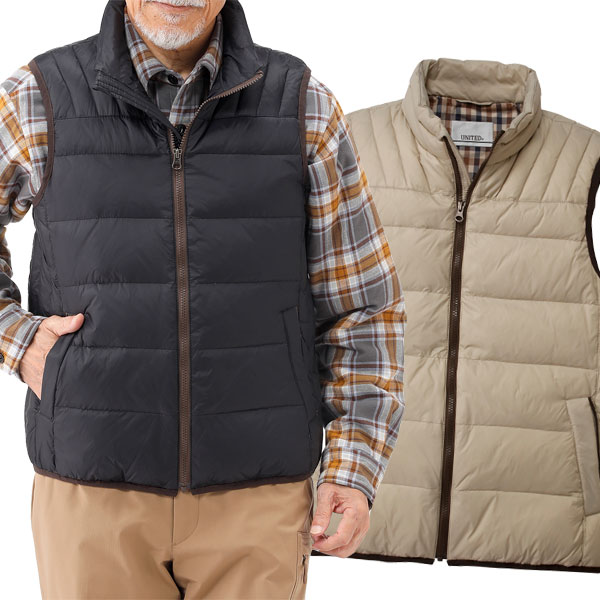 UNITED ユナイテッド はっ水軽量ダウンベスト 内ポケット付 秋冬 メンズ 40代 50代 60代 3U5-62819-HA