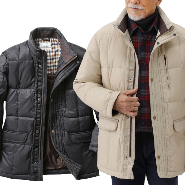 UNITED はっ水ダウンハーフコート キルトデザイン ポケット7箇所 アウター メンズ 秋冬 40代 50代 60代 3U5-62825-HA