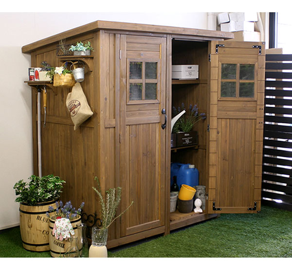 天然木 物置 小屋 屋外収納 カントリー小屋 収納庫 天然木杉材 幅156cm