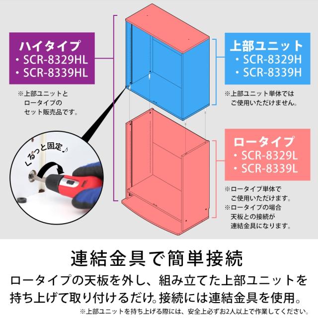 コレクションラック ユニール 専用オプション 上部連結ユニット 幅83cm×奥行29cm JAJAN SCR-8329H_2
