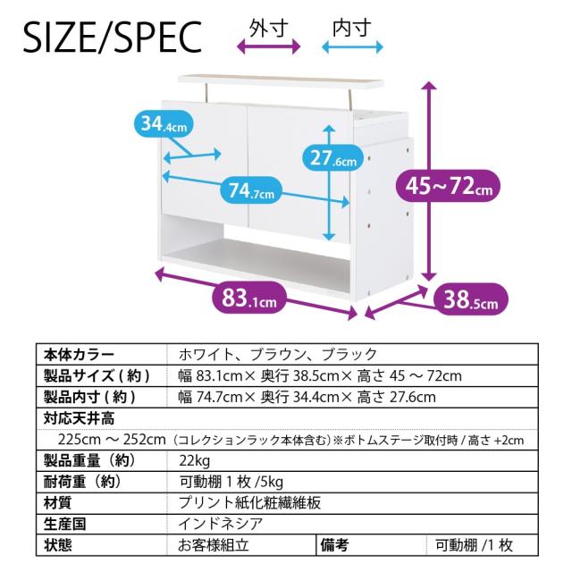 コレクションラック ユニールハイタイプ専用オプション 上置きロータイプ 幅83cm×奥行39cm SCR-8339US_7
