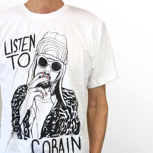 Nirvana ニルバーナ Tシャツ イラスト Kurt Cobain カート コバーン Listen To Nevermind 送料無料の通販はau Pay マーケット Free Style