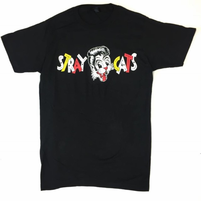 STRAY CATS ストレイキャッツ Tシャツ CAT LOGO ブラック ロカビリー メンズ バンドTシャツ 送料無料｜au PAY マーケット