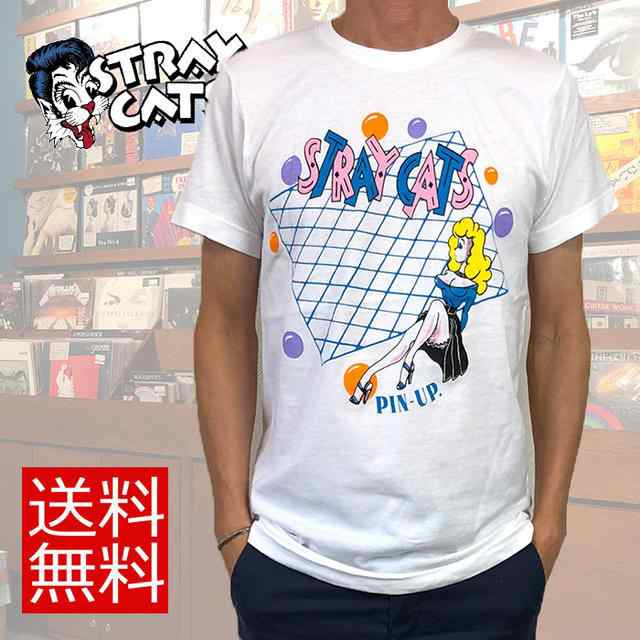 STRAY CATS ストレイキャッツ Tシャツ 80年代 ロゴ ホワイト メンズ