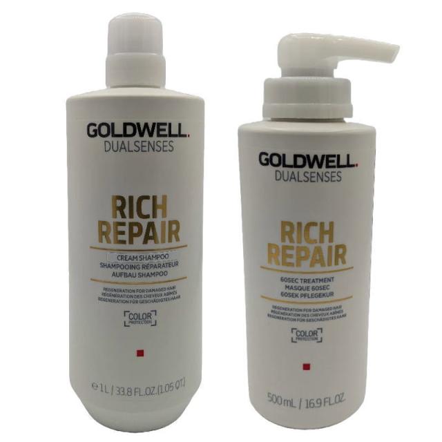 ゴールドウェル デュアルセンス　リッチリペア　シャンプー(1000ml) 60SEC.トリートメント(500g)セット