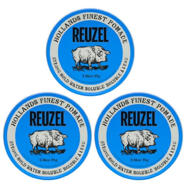 REUZEL　ルーゾーポマード　ウォーターソルベ　ストロングホールド　ブルー　95g【×3点セット】