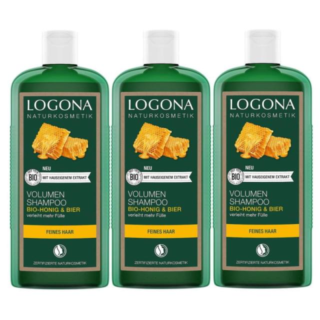 LOGONA ロゴナ　ボリューム　シャンプー(ビール＆はちみつ)　500ml×3点セット