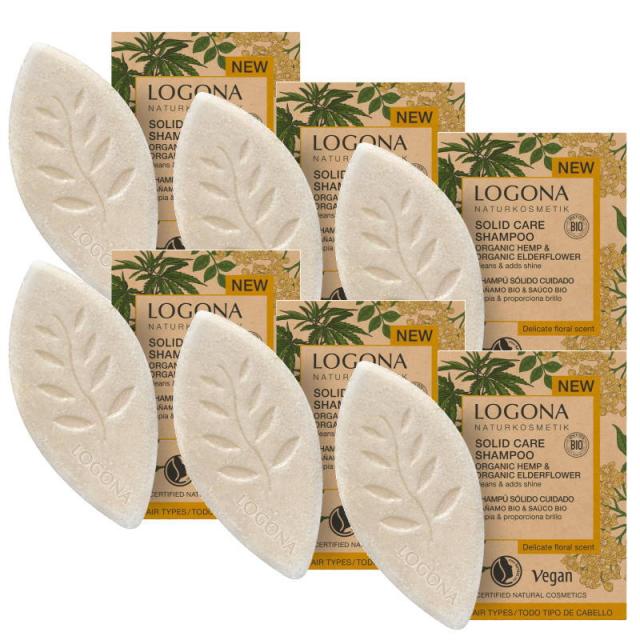 LOGONA ロゴナ　ソリッド　シャンプー(ヘンプ＆エルダーフラワー) 60g×6点セット