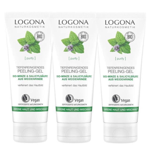 LOGONA ロゴナ　ピーリングジェル(ミント)(100ml)×3点セット