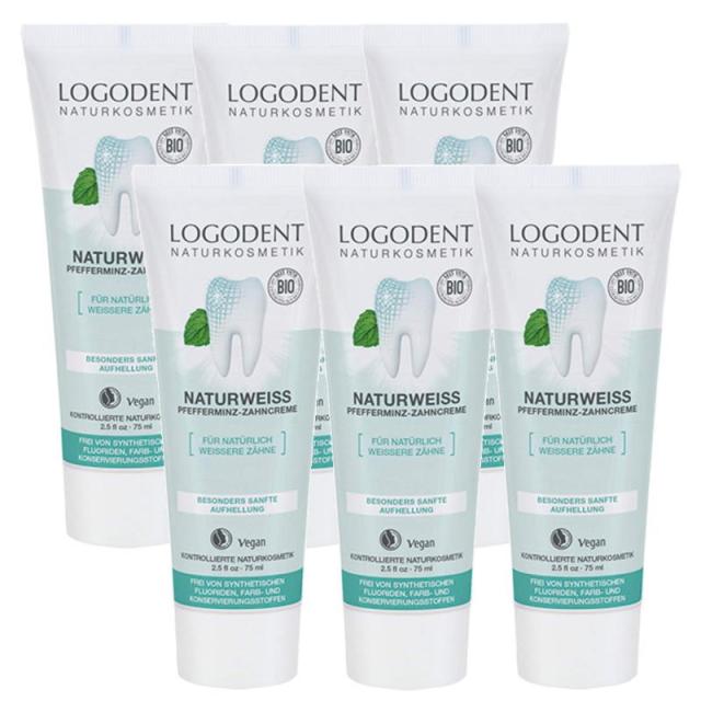 LOGONA ロゴナ　ナチュラルホワイトはみがき(75ml)×6点セット