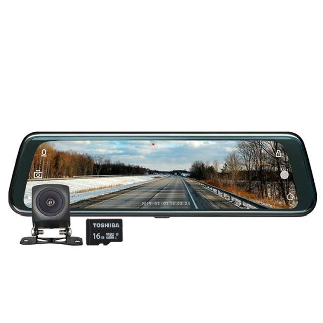 EONON 広角ミラー型ドライブレコーダー 9.66インチ タッチパネル 東芝Class10 16GB付き R0013G16TF
