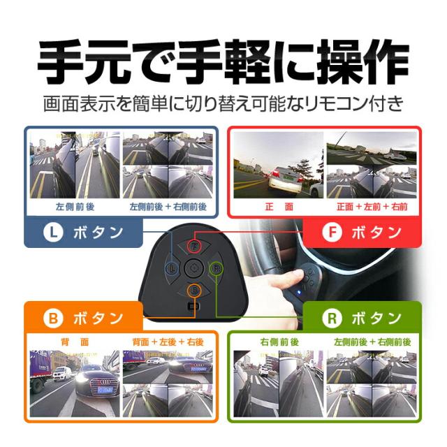 360°車載録画フルセット 前後左右録画 分割表示対応 駐車記録機能 12V/24V対応 簡単取付 ループ録画 ST316S7_3