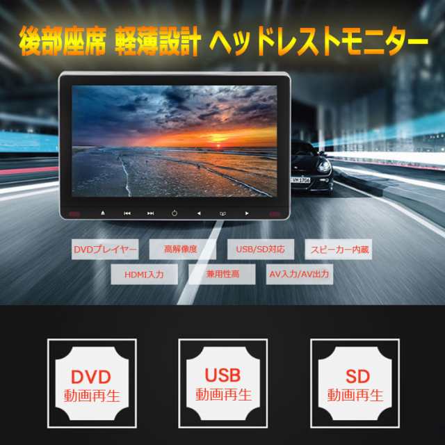 11.6インチ 大画面 車載用モニター DVDプレイヤー USB microSD対応