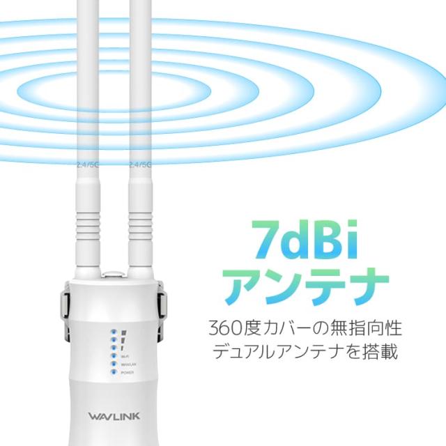 WAVLINK Wi-Fi 無線LAN 中継器 防水 高速 600Mbps ハイパワー 2.4GHz 5GHz アクセスポイント AP機 WN570HA_5