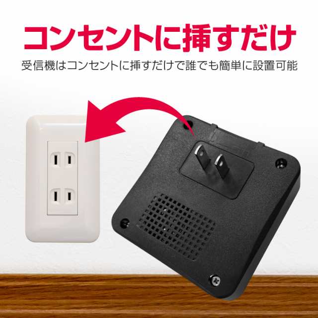 ワイヤレスチャイムセット 無線送信機充電式 人感センサー ワイヤレスチャイムセット 無線送信機充電式 人感センサー