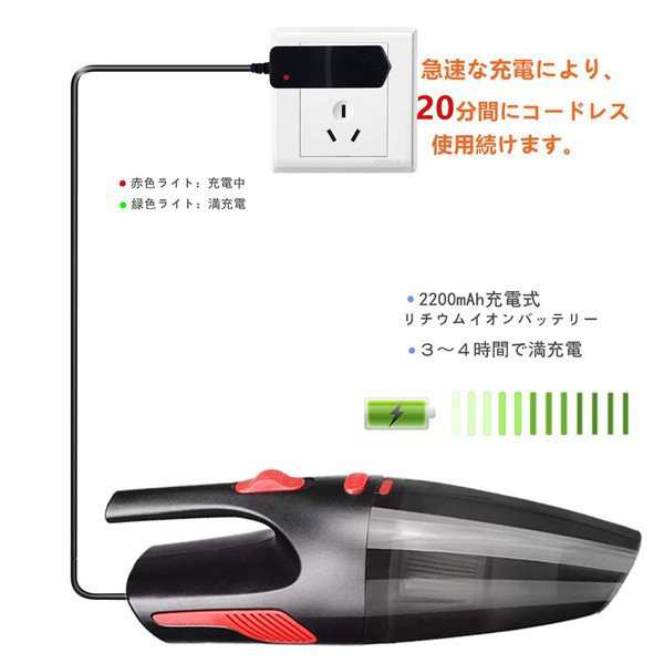 掃除機 車 ハンディクリーナー コードレス 充電式 軽量 小型掃除機 8000pa超強吸引力 分間連続稼働 多機能 静音 乾湿両用クリーナー 車の通販はau Pay マーケット ワクワクショップ