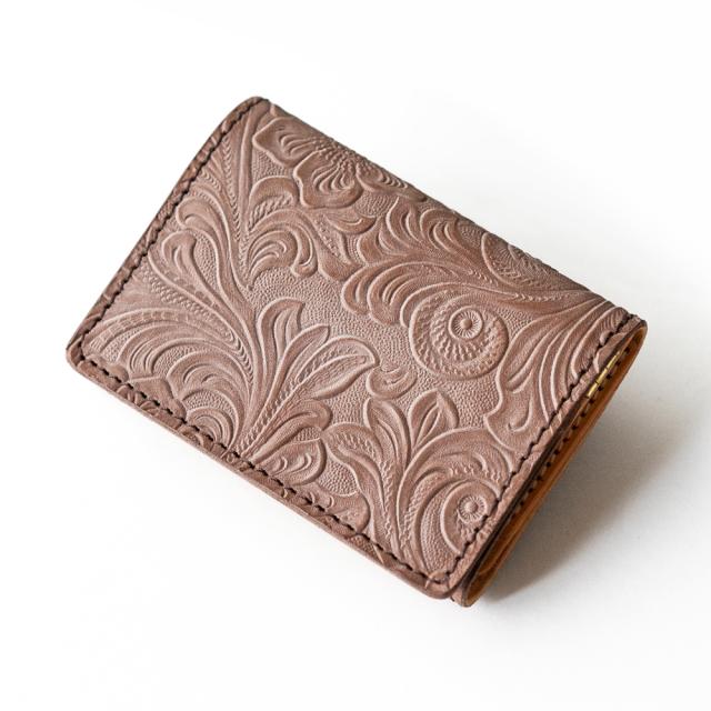Re-ACT リアクト Flower Embossing Leather Three Fold Mini Wallet