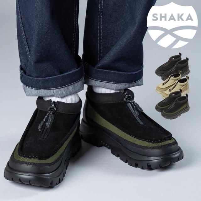 SHAKA シャカ ZIP MOCCASIN BOOTIE EX シャカ モカシンシューズ ジップブーティー モックシューズ モカシン ジップ付き シューズ ブーツ スリッポン 軽量 撥水 防寒 防滑 履きやすい アウトドア キャンプ タウンユース カジュアル メンズ レディース 秋冬 靴