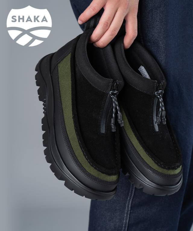 SHAKA シャカ ZIP MOCCASIN BOOTIE EX シャカ モカシンシューズ ジップブーティー モックシューズ モカシン ジップ付き シューズ ブーツ スリッポン 軽量 撥水 防寒 防滑 履きやすい アウトドア キャンプ タウンユース カジュアル メンズ レディース 秋冬 靴_1