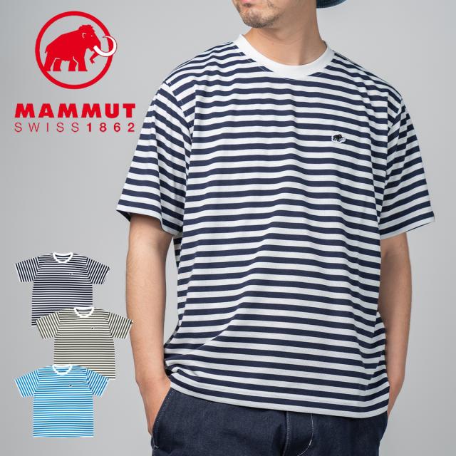 MAMMUT マムート Stripe T-Shirt AF ストライプ ボーダー Tシャツ 半袖 メンズ レディース リサイクル アジアンフィット 春 夏 ブランド ハーフスリーブ ニット キャンプ アウトドア フェス 海 エコ